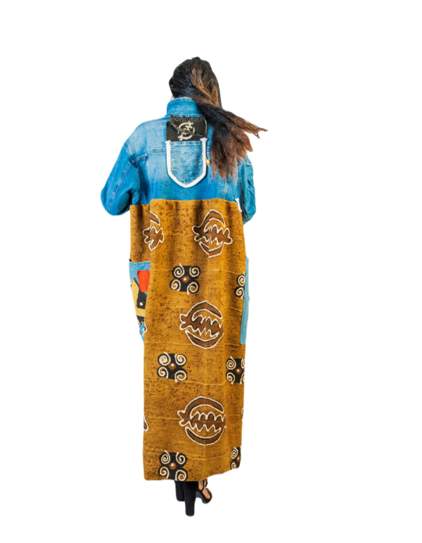 Bureh Denim Oversized Mudcloth Jacket (Brown)