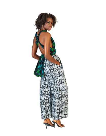 Krio African Print Jumpsuit — Stretch Travel Style — back detail (3 of 4) | Ro2k Collection