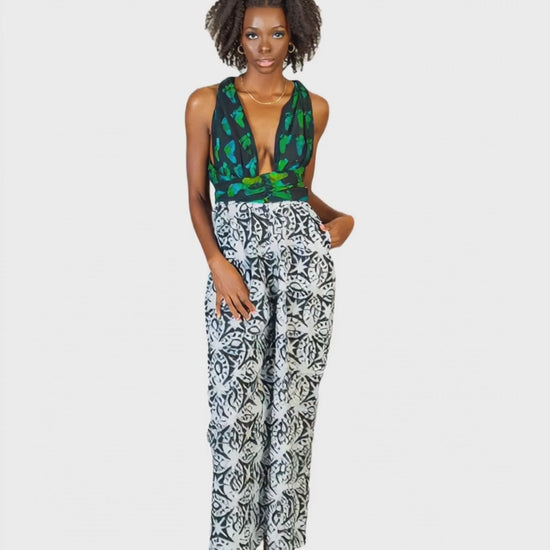Krio African Print Jumpsuit — Stretch Travel Style — product video by Ro2k Collection, handcrafted African print fashion